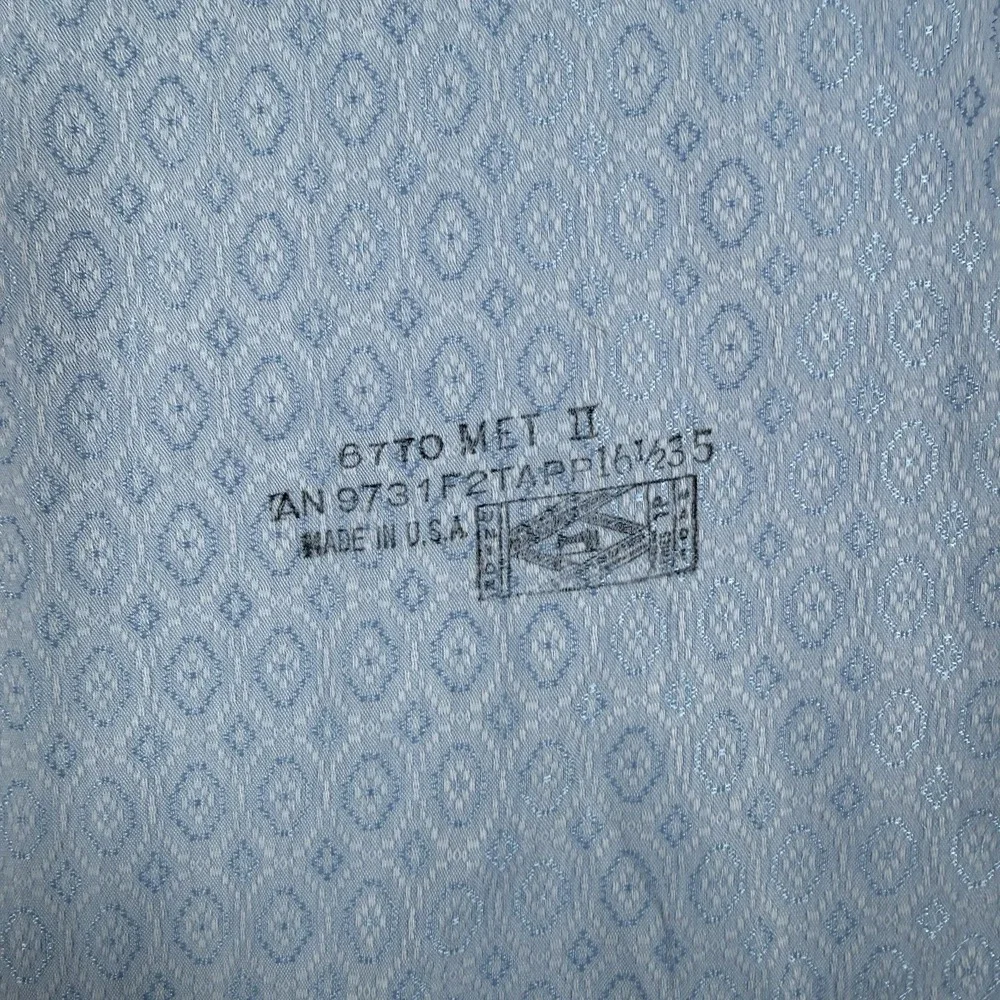 VTG Arrow Kent Collection Shirt Men's 16.5 35 Blue Geometric Sanforized USA Made - Picture 6 of 8